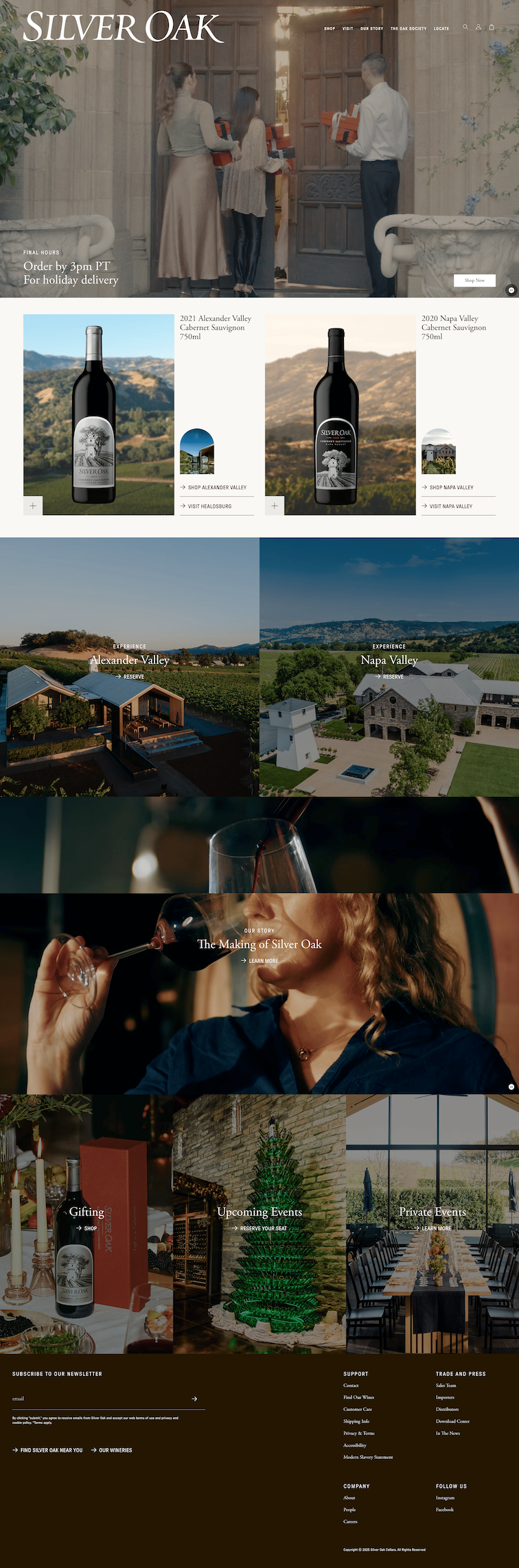 Silver Oak Website Homepage